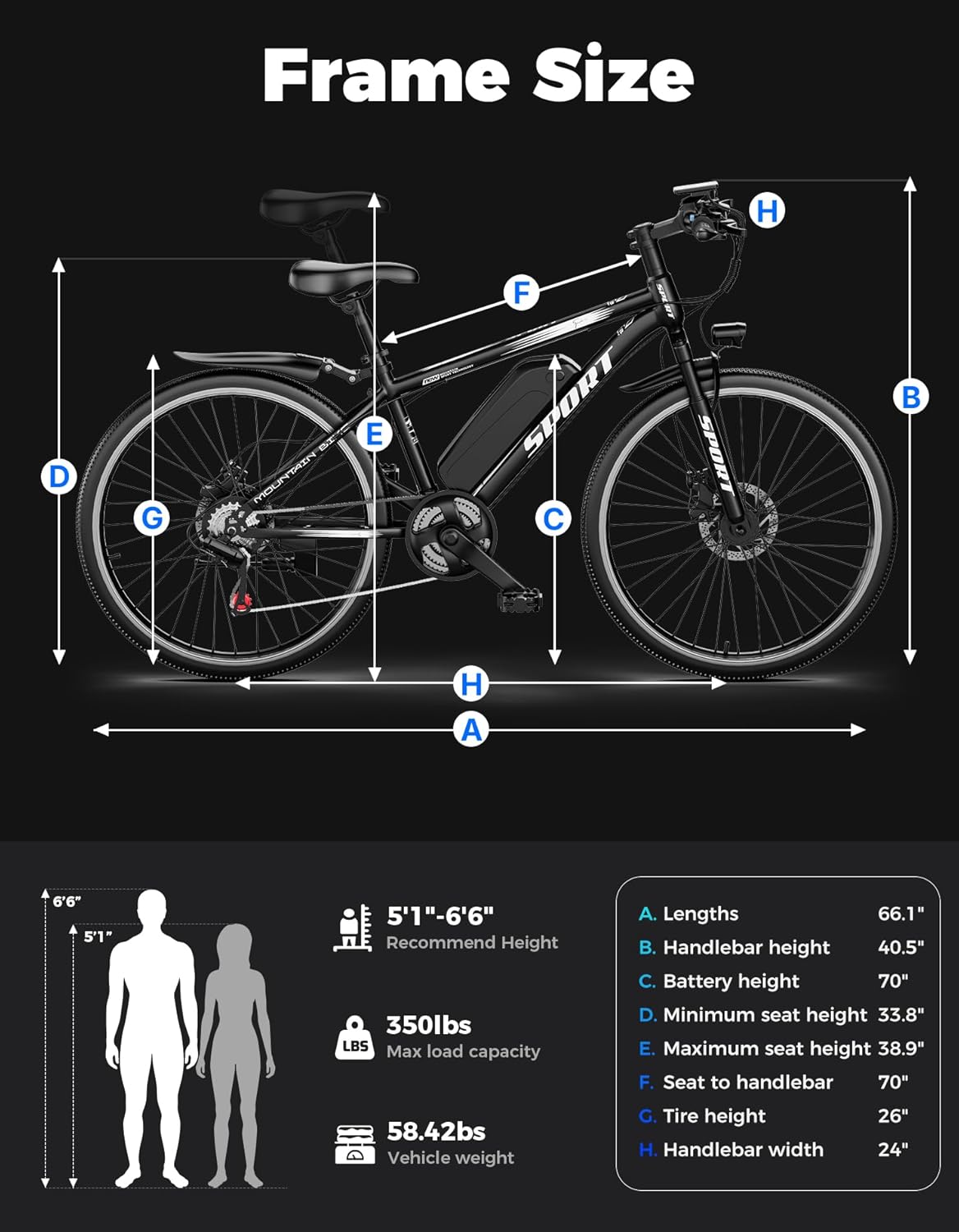 Electric Bike for Adults, 1500W Peak Mountain Ebike with 28 MPH, 65 Miles Range, 7 Speeds