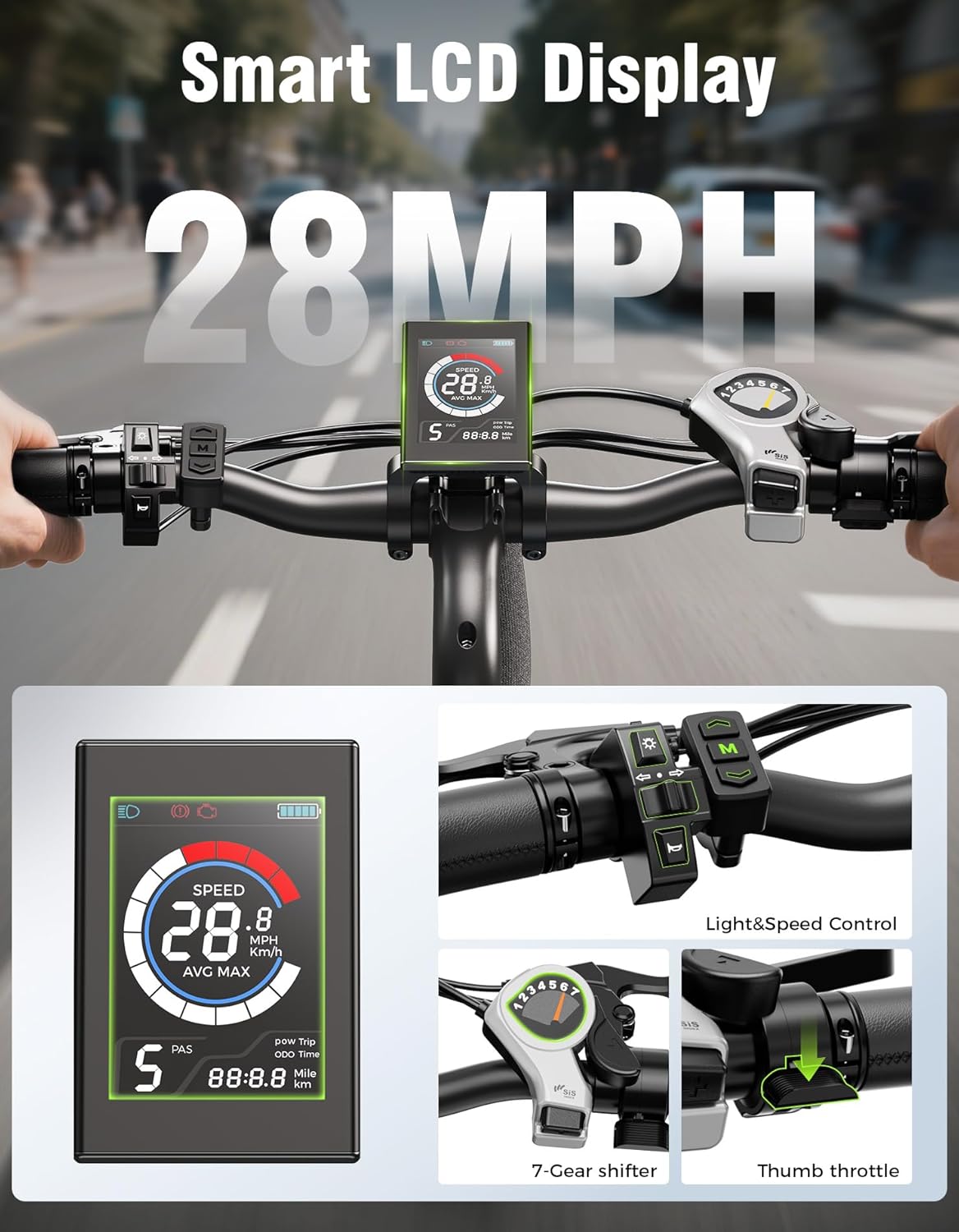Jasion Roamer Electric Bike for Adults 1200W Peak Motor