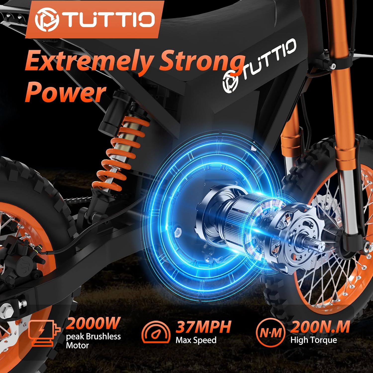 Electric-Dirt-Bike for Teens Adults, 14"/12" Fat Tire 2000W Electric-Motorcycle