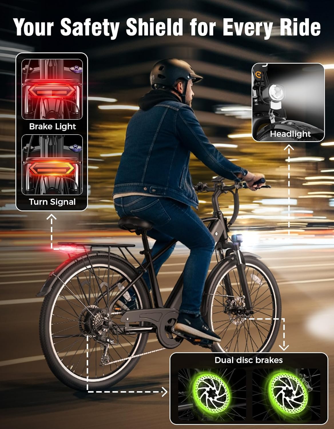 Jasion Roamer Electric Bike for Adults 1200W Peak Motor
