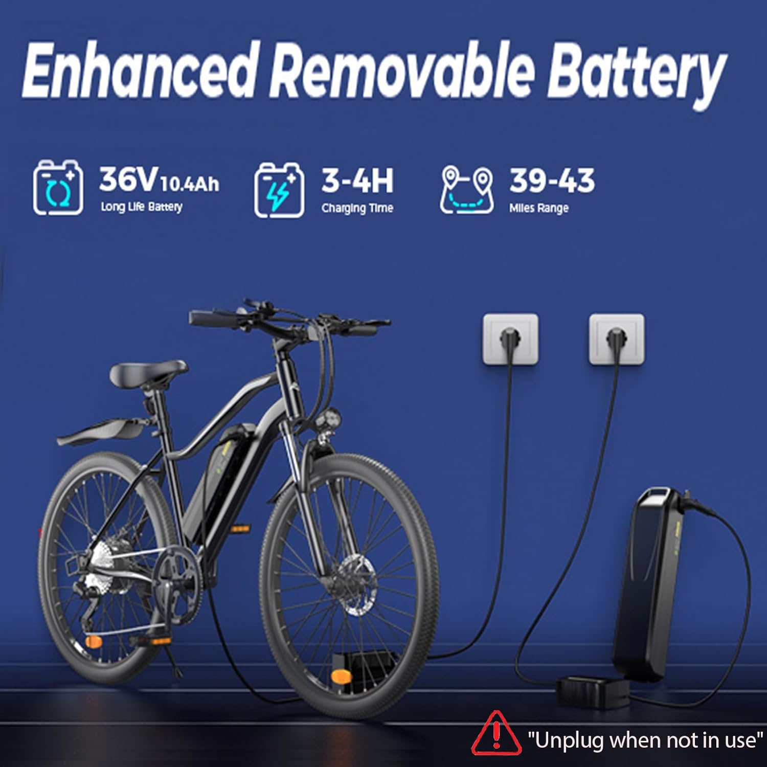 Electric Bike - Electric Bike for Adults 750W/1000W Peak, Up to 60 Miles