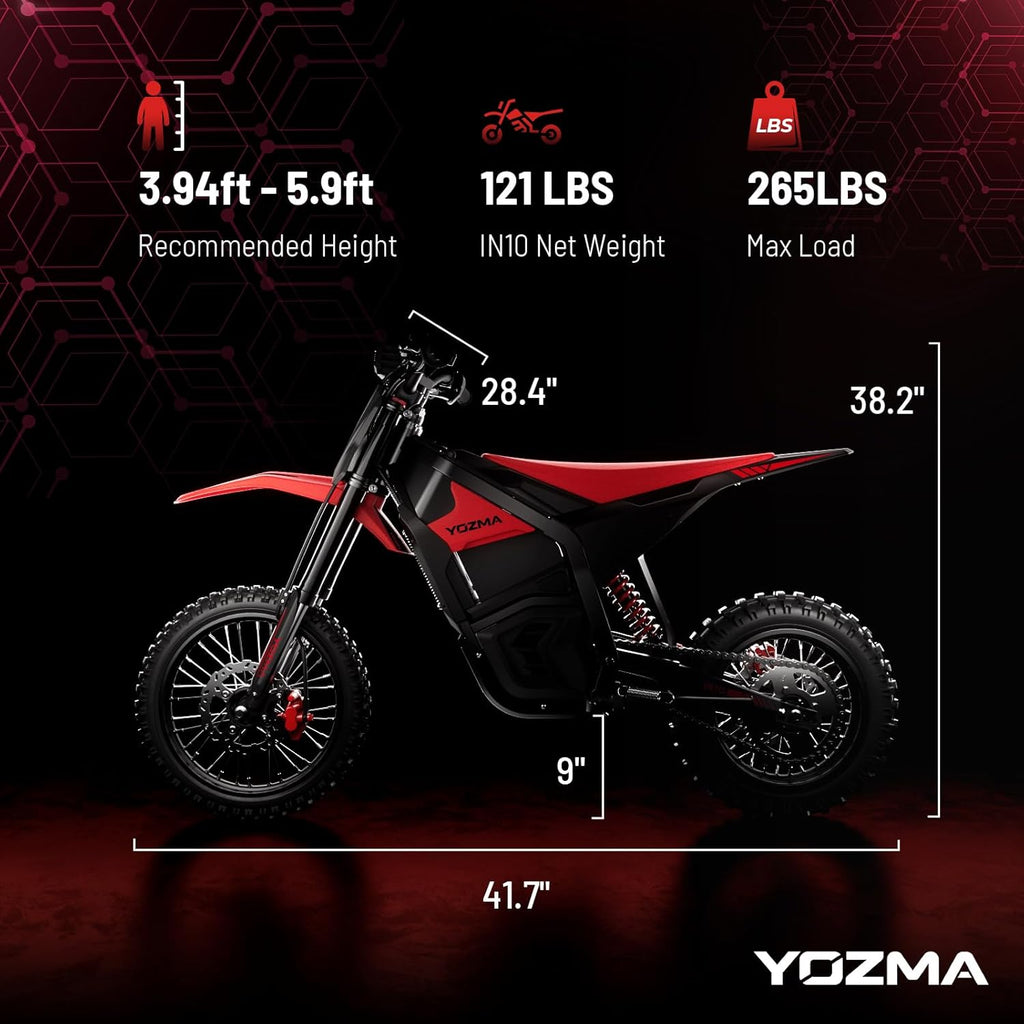 IN10 Electric Dirt Bike for Teens Adults, 2600W Mid-Drive Motor and 40MPH Electric Motorcycle