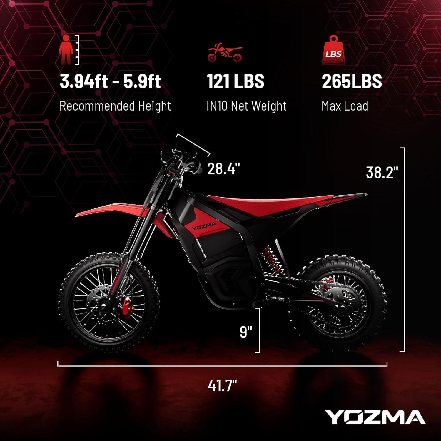 IN10 Electric Dirt Bike for Teens Adults, 2600W Mid-Drive Motor and 40MPH Electric Motorcycle