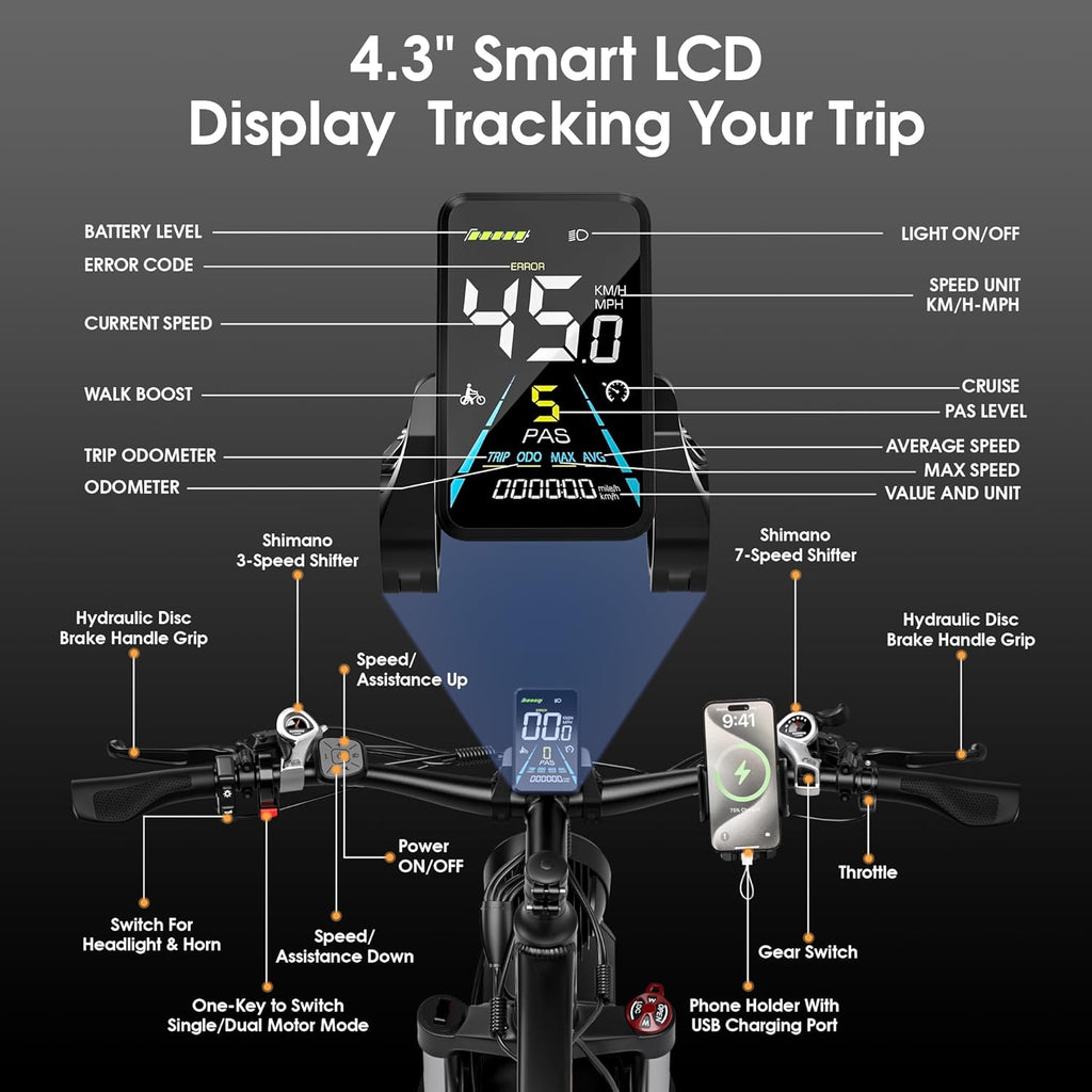 Qianchice Dual Motor Peak 5000W Electric Bike for Adults Men Women