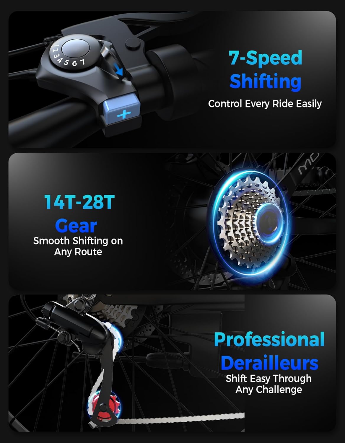 Electric Bike for Adults, 1500W Peak Mountain Ebike with 28 MPH, 65 Miles Range, 7 Speeds