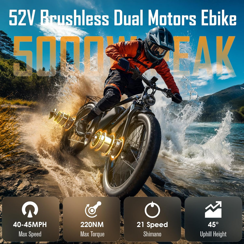 Qianchice Dual Motor Peak 5000W Electric Bike for Adults Men Women