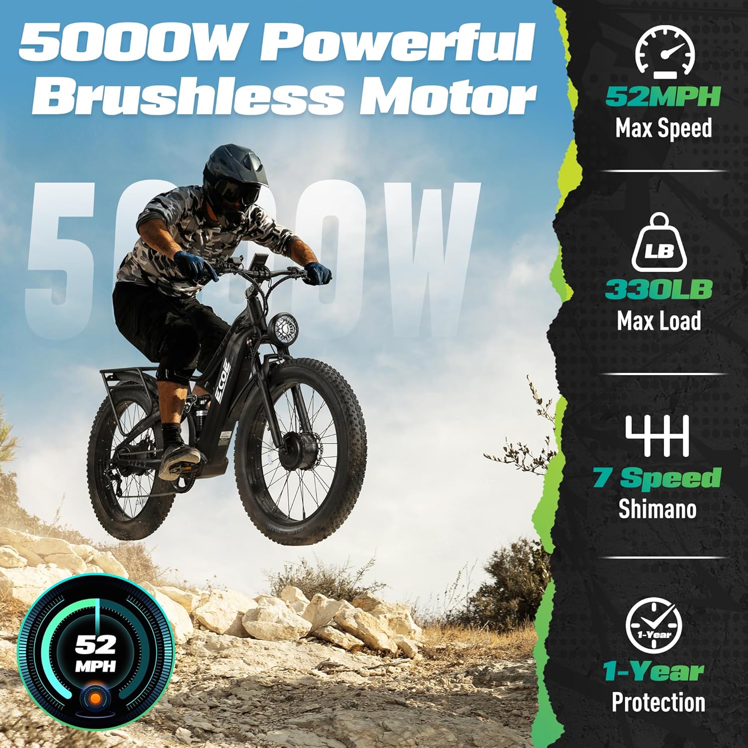 5000W Dual Motor Electric Bike for Adults 52MPH